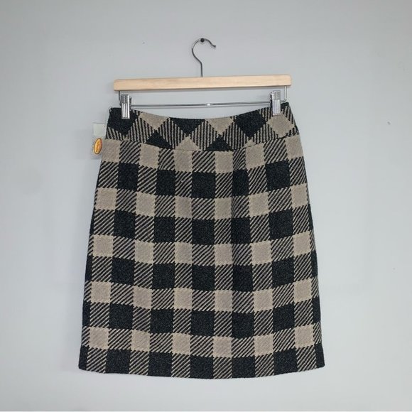 NWT Vintage Talbots Two Piece Skirt Jacket Buffalo Plaid Tan Black Size 6 Petite - Picture 14 of 16